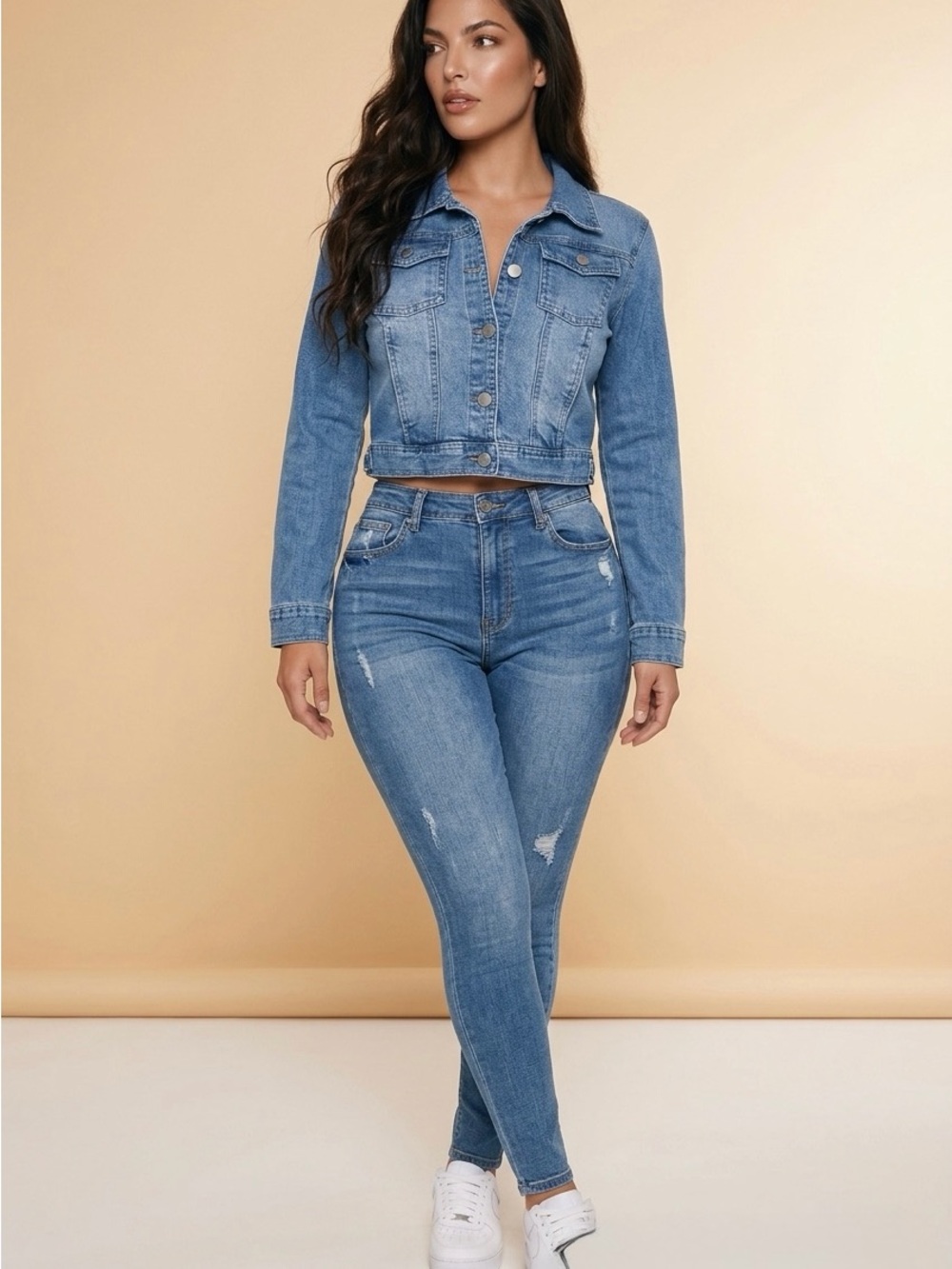 NWT Nicole Miller New York Cropped Denim Jacket Medium - Picture 2 of 5